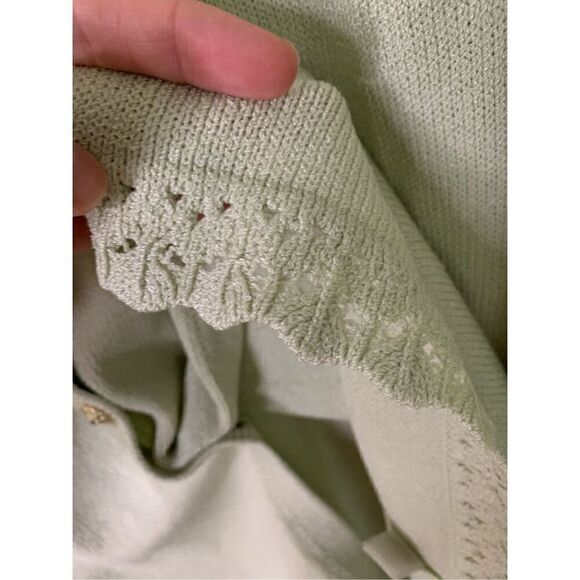 St. John Collection by Marie Gray knit lacey sweater cardigan women's size 12 - Picture 4 of 5